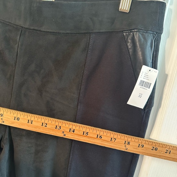 ANTHROPOLOGIE NWT Sz 32 Faux Suede Leather Patch Ankle Zipped Slim Pant Pull On - Picture 15 of 16